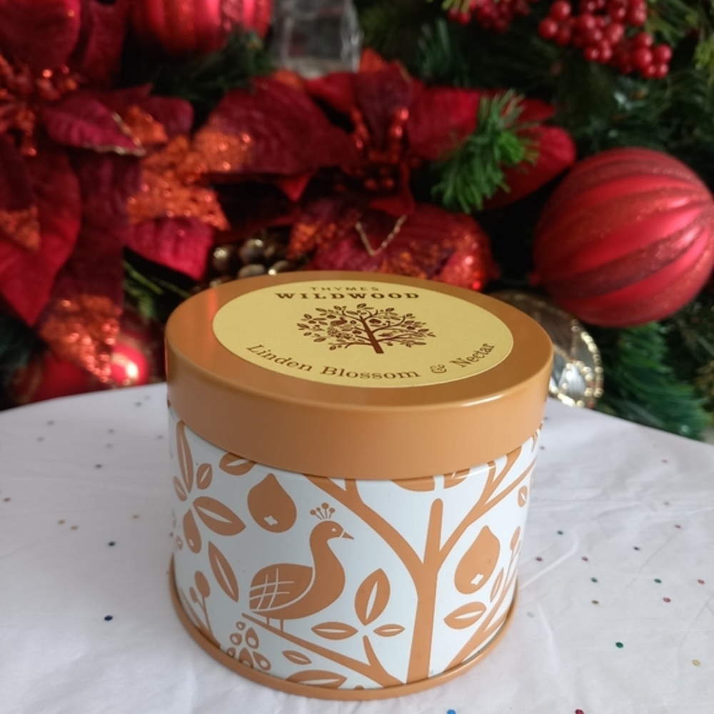 Thymes Wildwood Linden Blossom & Nectar Fragrance Candle~Metal Tin~6.5 oz